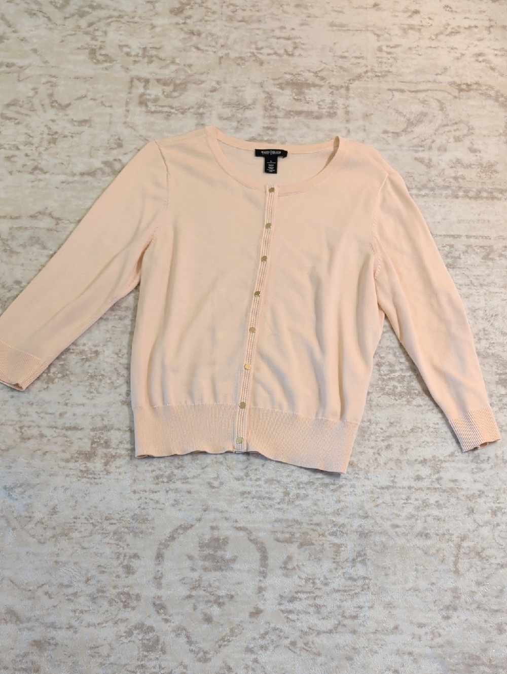 White House Black Market Color Pale Blush Button-Front Cardigan